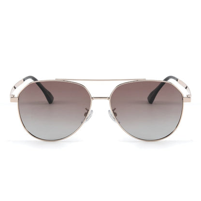 J3352 - AETHER VISION - HD Polarised Sunglasses for Men - UV400 Protection, Stainless Steel Frame - Gold Frame with Gradient Tea Lens - THE MEN THING