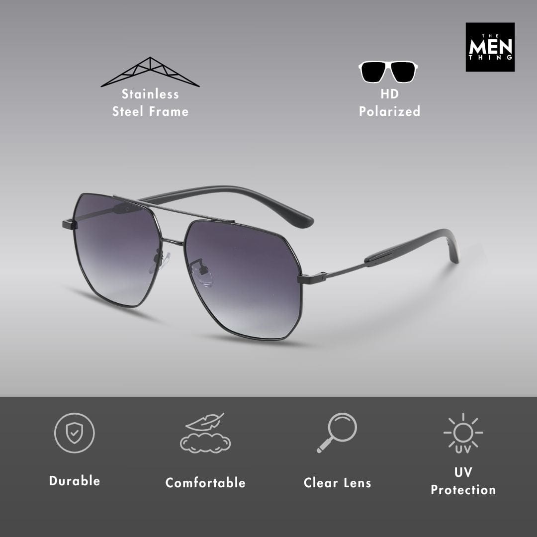 J3354 - NOVA SHADE - HD Polarised Sunglasses for Men - UV400 Protection, Stainless Steel Frame - Black Frame with Black Lens - THE MEN THING