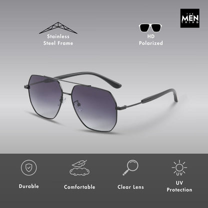 J3354 - NOVA SHADE - HD Polarised Sunglasses for Men - UV400 Protection, Stainless Steel Frame - Black Frame with Black Lens - THE MEN THING