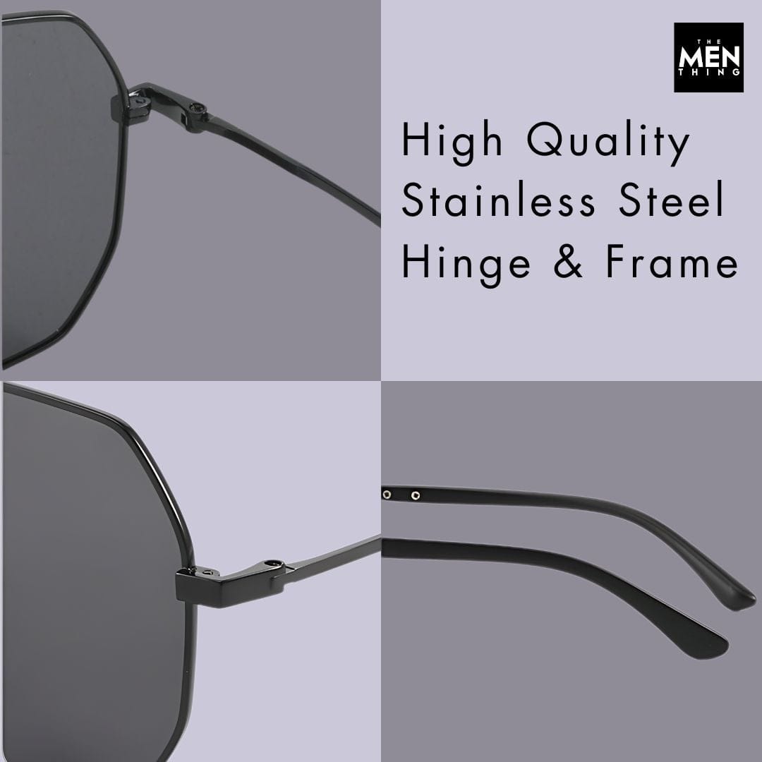 J3354 - NOVA SHADE - HD Polarised Sunglasses for Men - UV400 Protection, Stainless Steel Frame - Black Frame with Black Lens - THE MEN THING