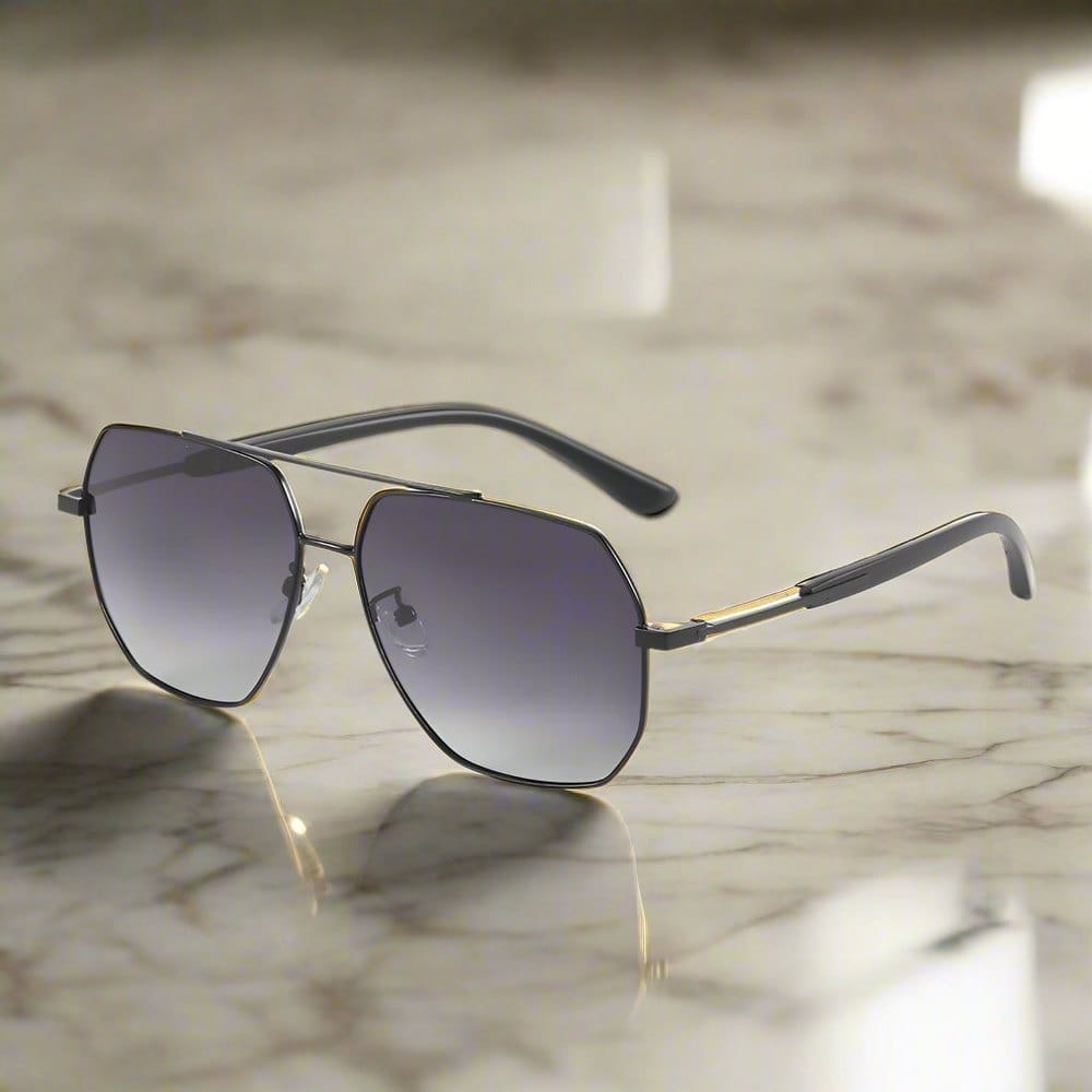 J3354 - NOVA SHADE - HD Polarised Sunglasses for Men - UV400 Protection, Stainless Steel Frame - Black Frame with Gradient Grey Lens - THE MEN THING