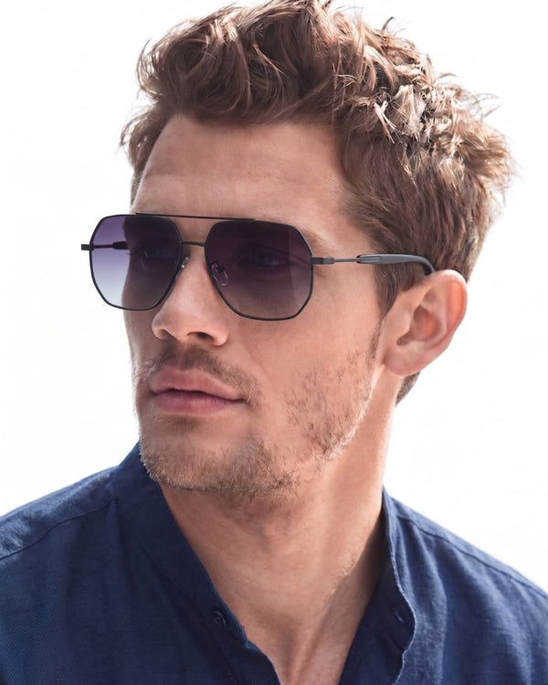 J3354 - NOVA SHADE - HD Polarised Sunglasses for Men - UV400 Protection, Stainless Steel Frame - Black Frame with Gradient Grey Lens