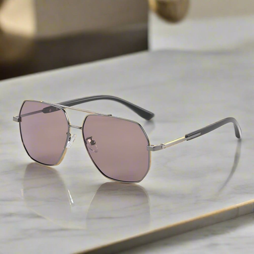 J3354 - NOVA SHADE - HD Polarised Sunglasses for Men - UV400 Protection, Stainless Steel Frame - Gunmetal Frame with Grey Pink Lens — Sunglasses for Men | THE MEN THING