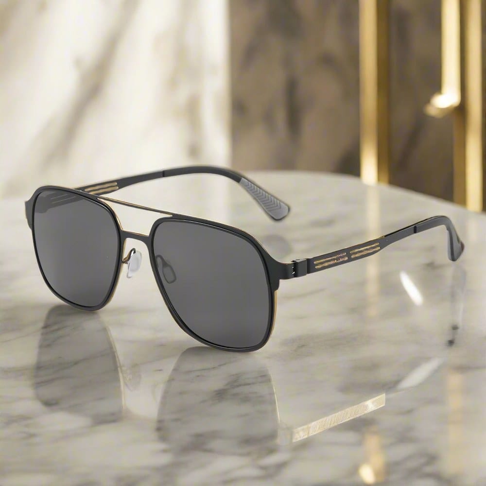 J3362 -JETSETTER VISION - HD Polarised Sunglasses for Men - UV400 Protection, Stainless Steel Frame - Black Frame with Black Lens — Sunglasses for Men | THE MEN THING