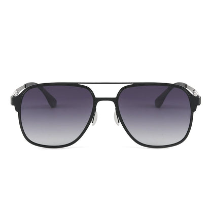 J3362 -JETSETTER VISION - HD Polarised Sunglasses for Men - UV400 Protection, Stainless Steel Frame - Black Frame with Gradient Grey Lens - THE MEN THING