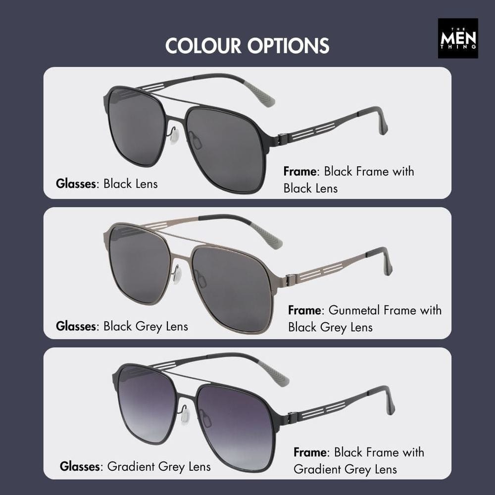 J3362 -JETSETTER VISION - HD Polarised Sunglasses for Men - UV400 Protection, Stainless Steel Frame - Gunmetal Frame with Black Grey Lens - THE MEN THING