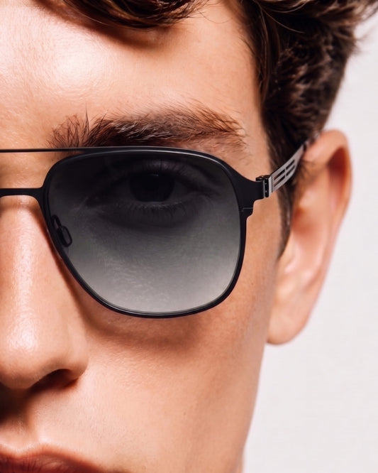 J3362 -JETSETTER VISION - HD Polarised Sunglasses for Men - UV400 Protection, Stainless Steel Frame - Black Frame with Gradient Grey Lens - THE MEN THING