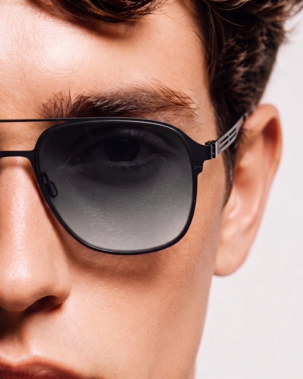 J3362 -JETSETTER VISION - HD Polarised Sunglasses for Men - UV400 Protection, Stainless Steel Frame - Black Frame with Gradient Grey Lens
