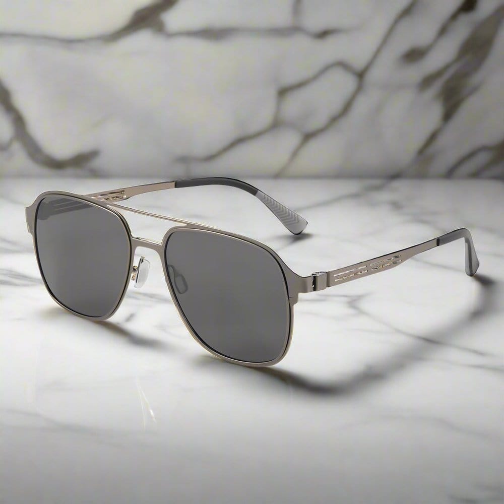 J3362 -JETSETTER VISION - HD Polarised Sunglasses for Men - UV400 Protection, Stainless Steel Frame - Gunmetal Frame with Black Grey Lens - THE MEN THING