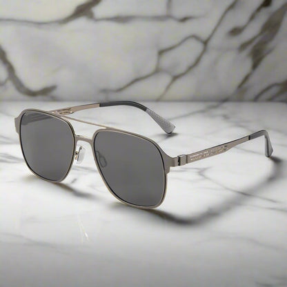 J3362 -JETSETTER VISION - HD Polarised Sunglasses for Men - UV400 Protection, Stainless Steel Frame - Gunmetal Frame with Black Grey Lens - THE MEN THING