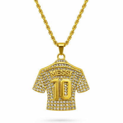 JERSEY 10 - GOLDEN - 45mm Pure Titanium Steel Pendant with 24inch Twisted 4mm Golden Chain for Men & Boys — SS Pendant/ Necklace for Men | THE MEN THING