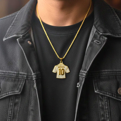 JERSEY 10 - GOLDEN - 45mm Pure Titanium Steel Pendant with 24inch Twisted 4mm Golden Chain for Men & Boys — SS Pendant/ Necklace for Men | THE MEN THING