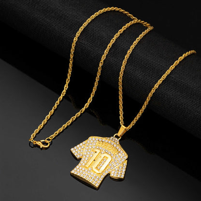 JERSEY 10 - GOLDEN - 45mm Pure Titanium Steel Pendant with 24inch Twisted 4mm Golden Chain for Men & Boys — SS Pendant/ Necklace for Men | THE MEN THING