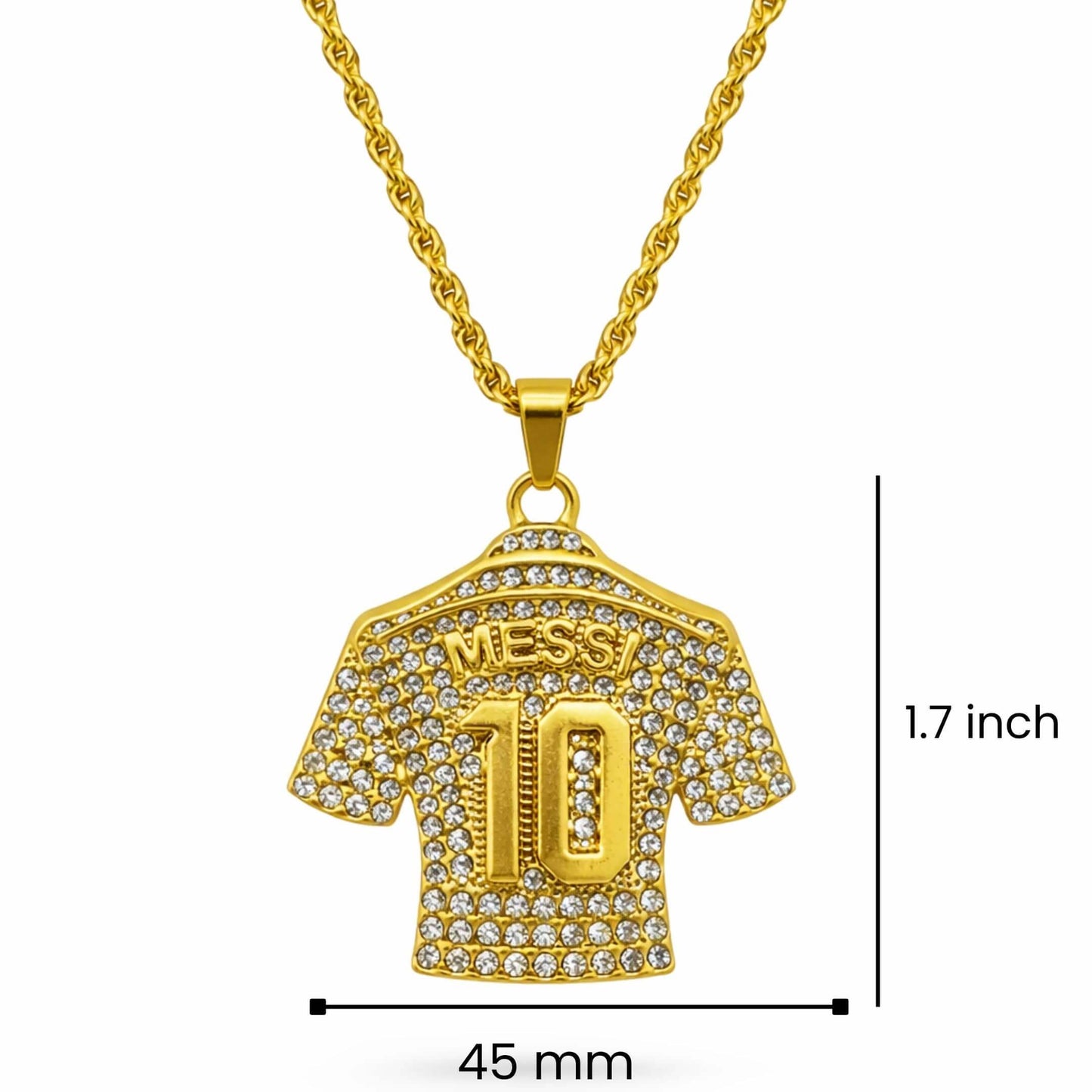 JERSEY 10 - GOLDEN - 45mm Pure Titanium Steel Pendant with 24inch Twisted 4mm Golden Chain for Men & Boys — SS Pendant/ Necklace for Men | THE MEN THING
