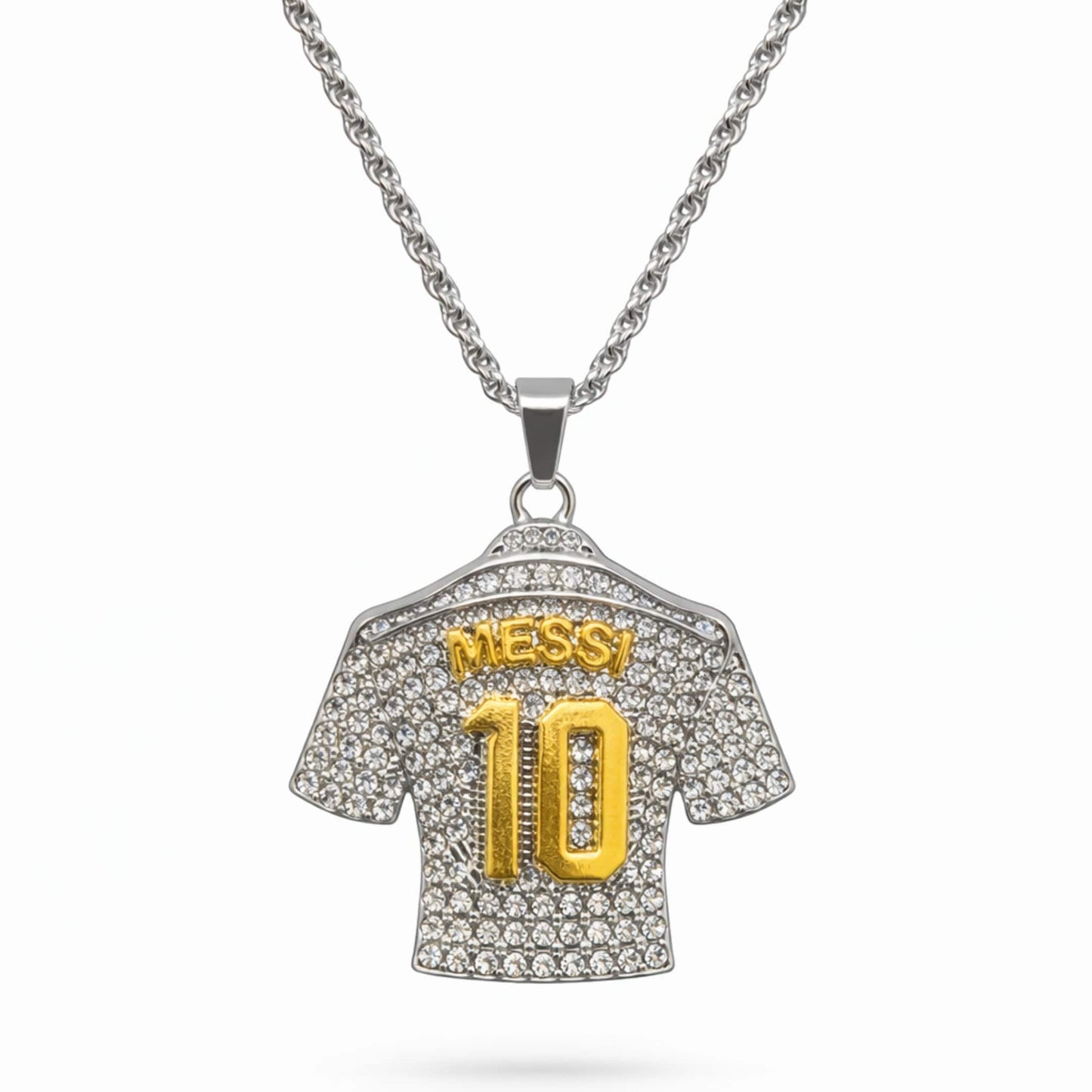 JERSEY 10 - STEEL - 45mm Pure Titanium Steel Pendant with 24inch Twisted 4mm Steel Chain for Men & Boys — SS Pendant/ Necklace for Men | THE MEN THING
