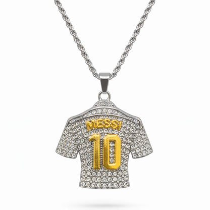 JERSEY 10 - STEEL - 45mm Pure Titanium Steel Pendant with 24inch Twisted 4mm Steel Chain for Men & Boys — SS Pendant/ Necklace for Men | THE MEN THING