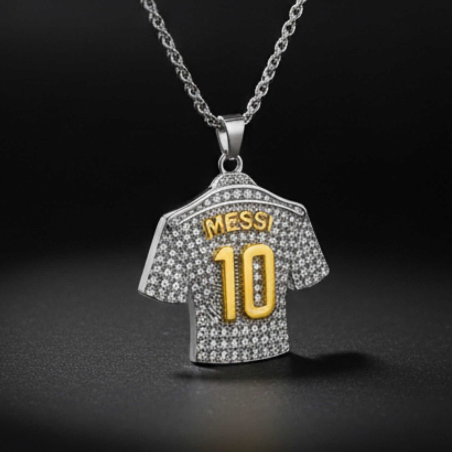 JERSEY 10 - STEEL - 45mm Pure Titanium Steel Pendant with 24inch Twisted 4mm Steel Chain for Men & Boys — SS Pendant/ Necklace for Men | THE MEN THING
