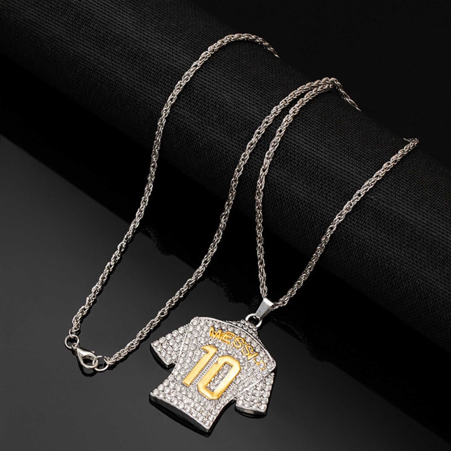 JERSEY 10 - STEEL - 45mm Pure Titanium Steel Pendant with 24inch Twisted 4mm Steel Chain for Men & Boys — SS Pendant/ Necklace for Men | THE MEN THING