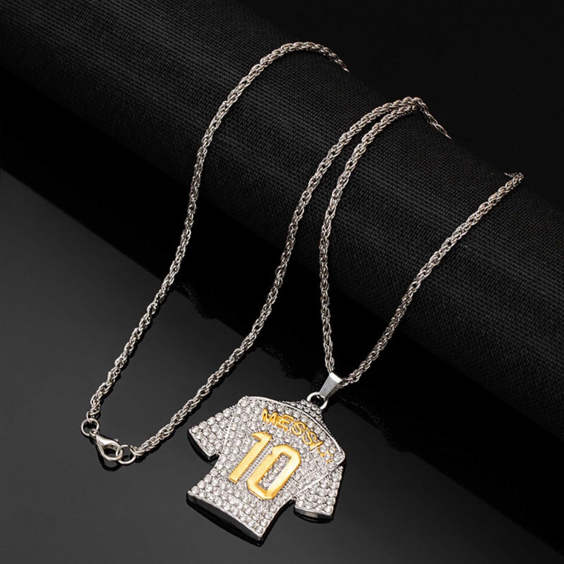 JERSEY 10 - STEEL - 45mm Pure Titanium Steel Pendant with 24inch Twisted 4mm Steel Chain for Men & Boys — SS Pendant/ Necklace for Men | THE MEN THING
