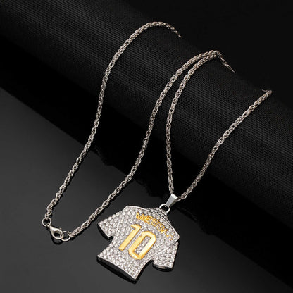 JERSEY 10 - STEEL - 45mm Pure Titanium Steel Pendant with 24inch Twisted 4mm Steel Chain for Men & Boys — SS Pendant/ Necklace for Men | THE MEN THING