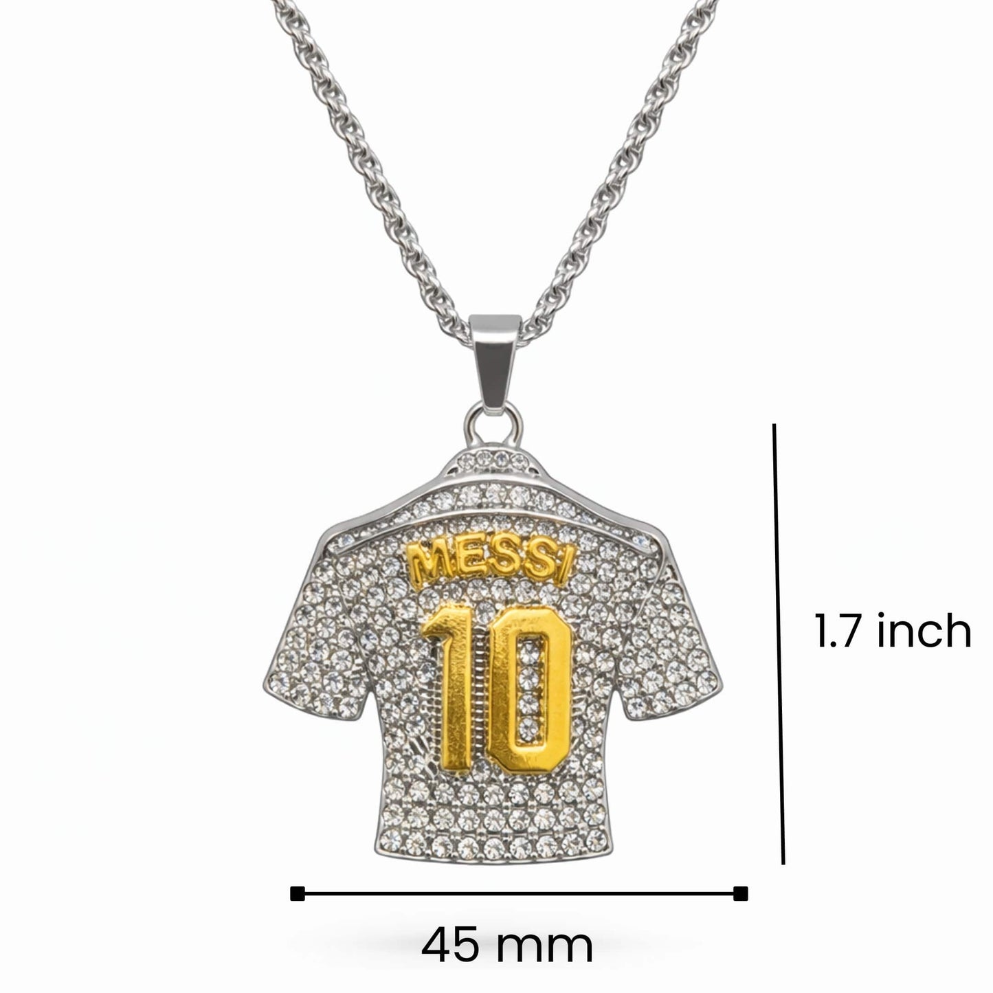 JERSEY 10 - STEEL - 45mm Pure Titanium Steel Pendant with 24inch Twisted 4mm Steel Chain for Men & Boys — SS Pendant/ Necklace for Men | THE MEN THING