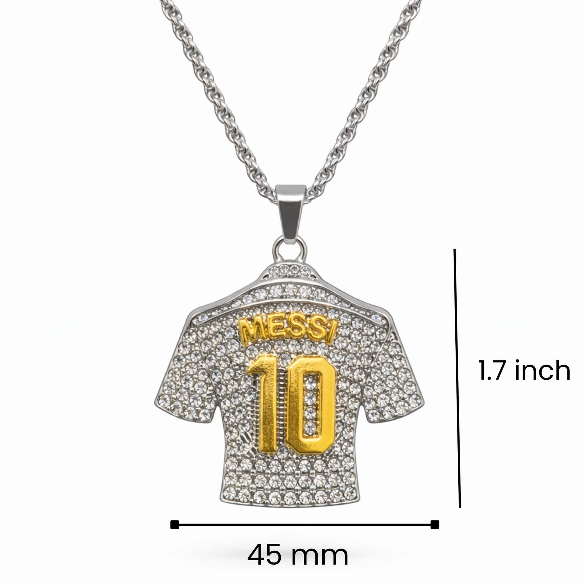 JERSEY 10 - STEEL - 45mm Pure Titanium Steel Pendant with 24inch Twisted 4mm Steel Chain for Men & Boys — SS Pendant/ Necklace for Men | THE MEN THING
