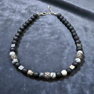 KAELIX - 8mm Beads Necklace with Natural Stone Mens & Boys (19-21 inch with adjustable cable chain)