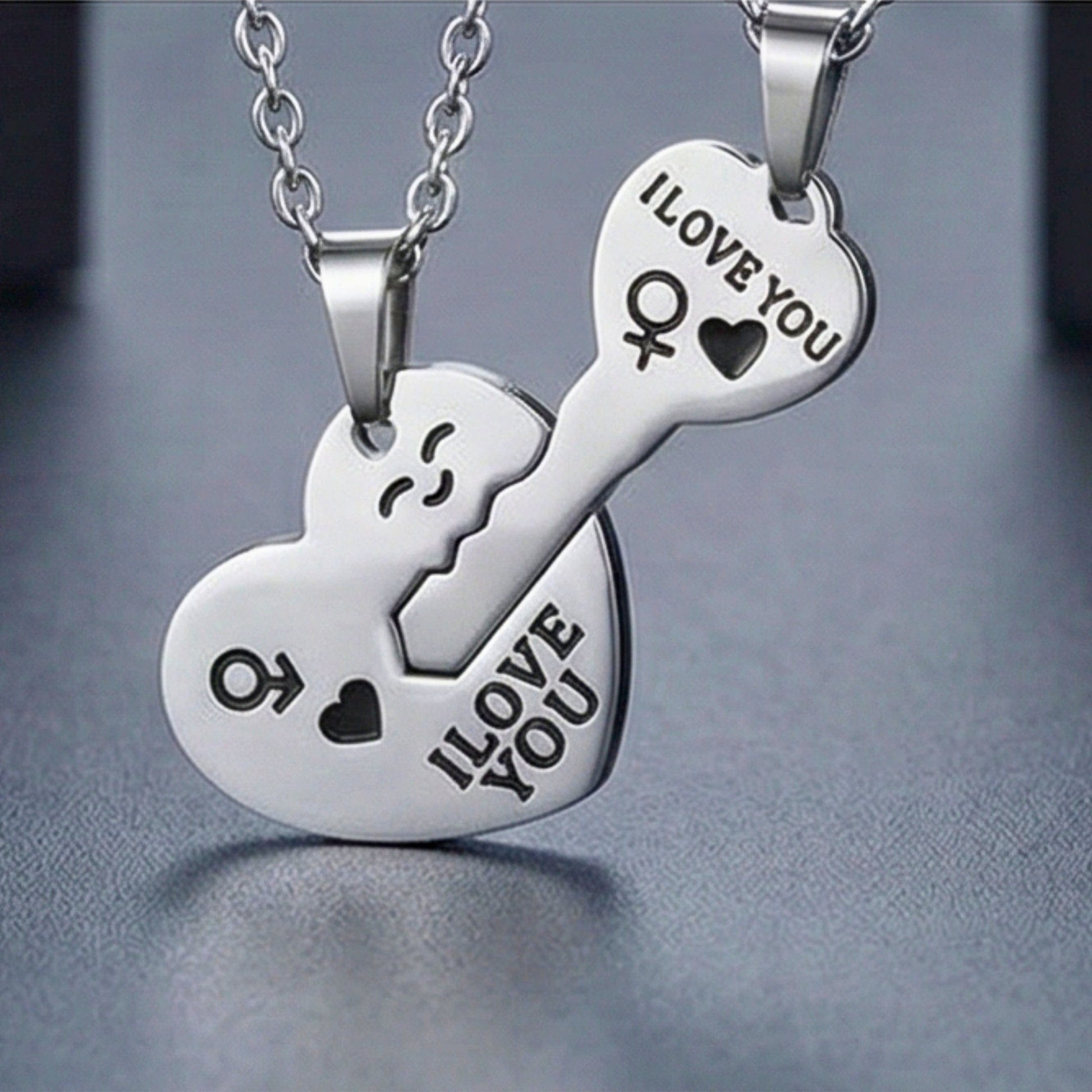 KEY TO MY HEART - Pure Titanium Steel Pendant with 23inch Round Rolo Chain for Men & Boys - THE MEN THING