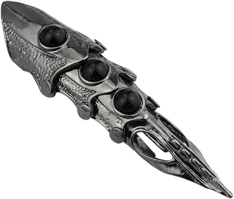 KING-WARRIOR - Black Antique Skull Knuckle Joint Full Finger Ring for Men & Boys - THE MEN THING