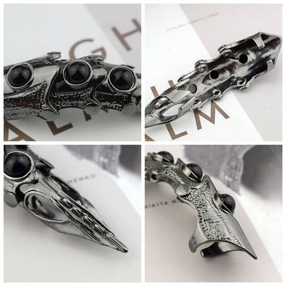 KING-WARRIOR - Black Antique Skull Knuckle Joint Full Finger Ring for Men & Boys - THE MEN THING
