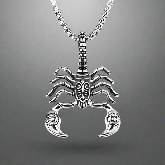 KINGSCORP (T) - Pure Titanium Steel Scorpion Pendant with Stainless Steel 24inch Round Box Chain, European trending Style for Men & Boy - THE MEN THING