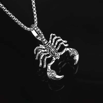 KINGSCORP (T) - Pure Titanium Steel Scorpion Pendant with Stainless Steel 24inch Round Box Chain, European trending Style for Men & Boy - THE MEN THING