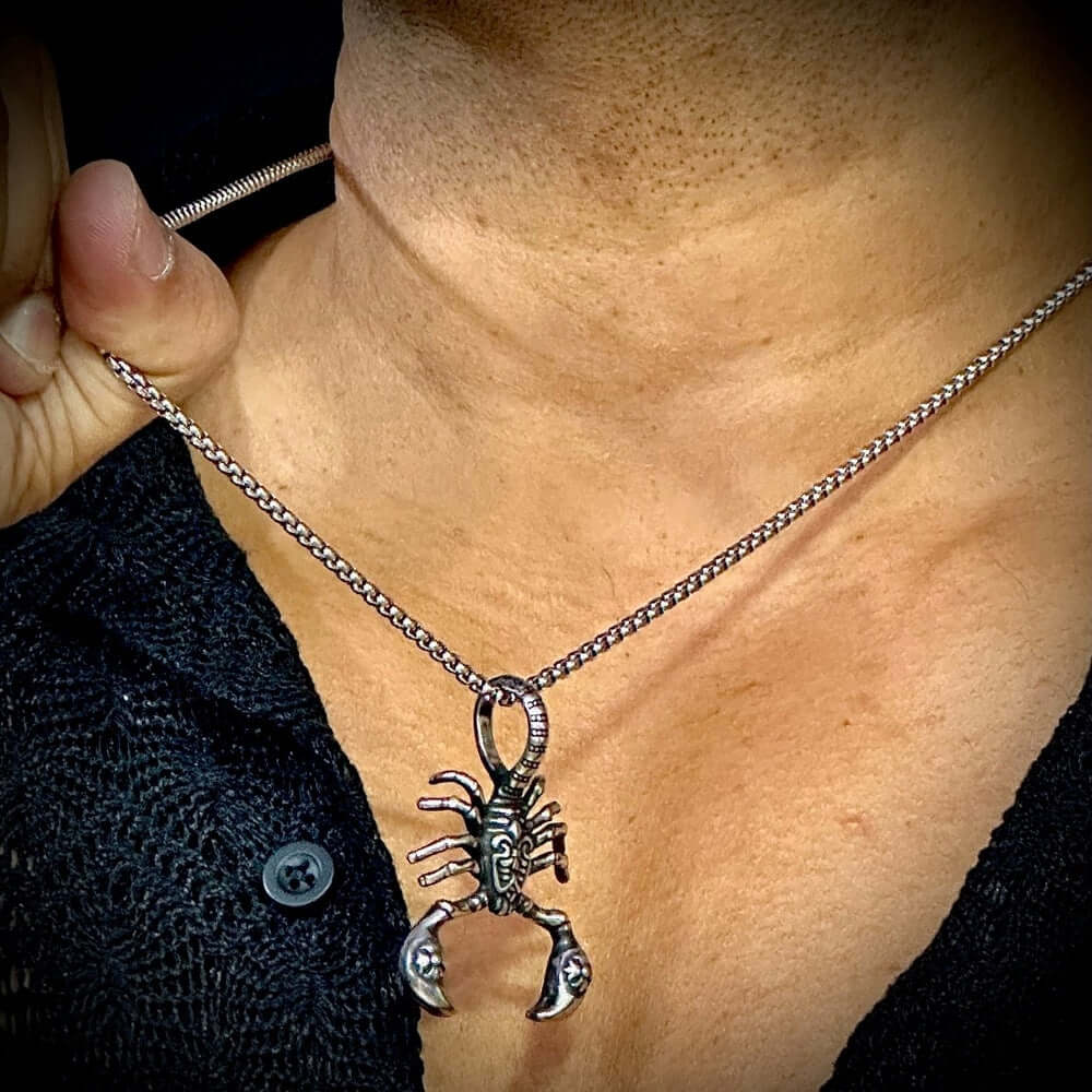 KINGSCORP (T) - Pure Titanium Steel Scorpion Pendant with Stainless Steel 24inch Round Box Chain, European trending Style for Men & Boy - THE MEN THING