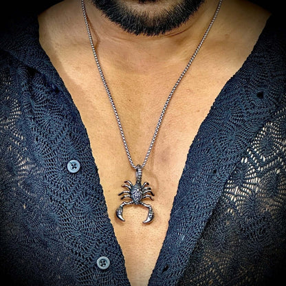KINGSCORP (T) - Pure Titanium Steel Scorpion Pendant with Stainless Steel 24inch Round Box Chain, European trending Style for Men & Boy - THE MEN THING