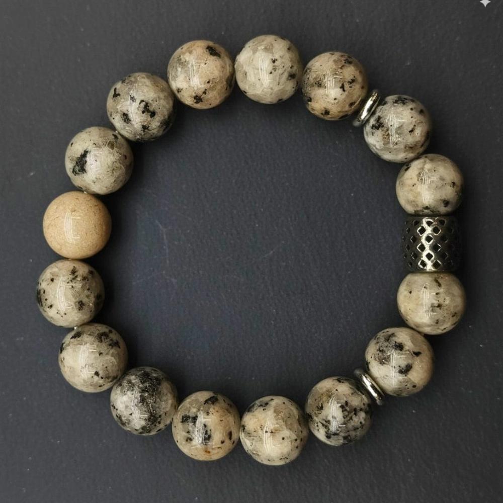 KIWI JASPER - 12mm Beads Bracelet with Natural Stone - Adjustable Bracelet - THE MEN THING