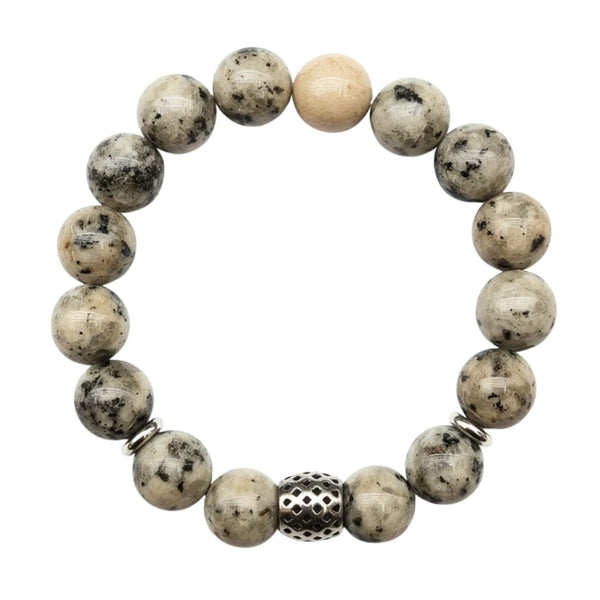 KIWI JASPER - 12mm Beads Bracelet with Natural Stone - Adjustable Bracelet