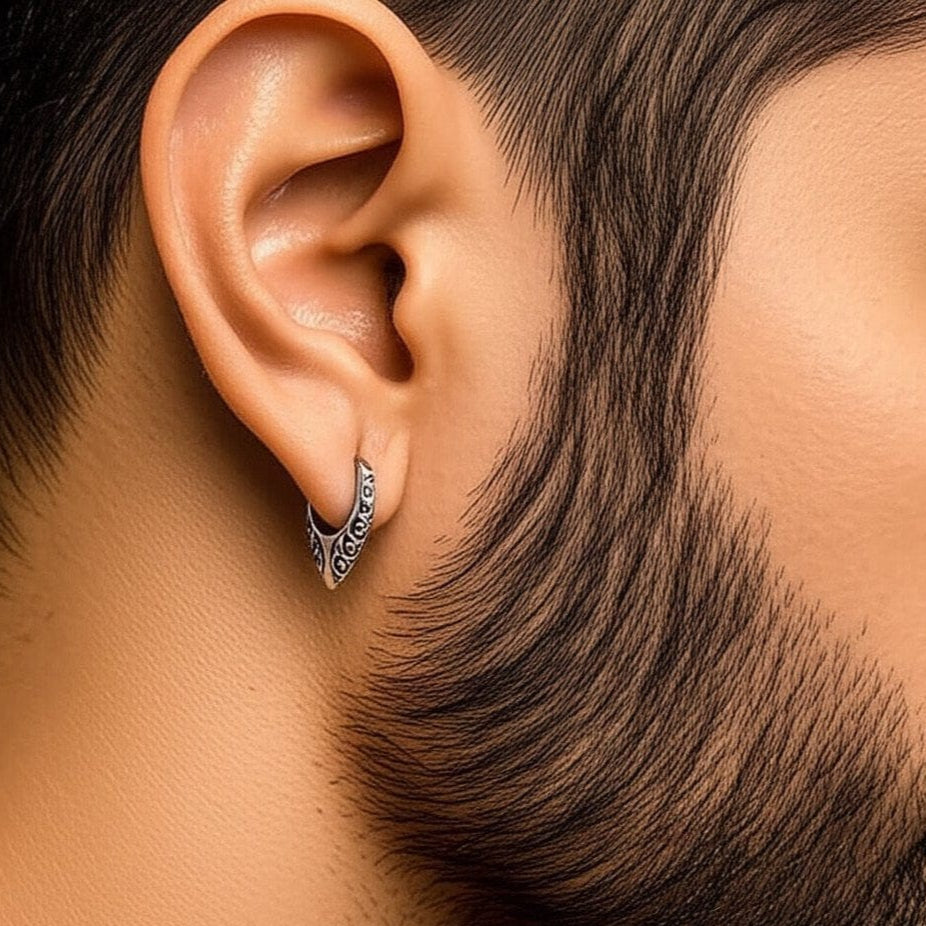 KRAKEN EDGE - 10mm Titanium Steel Hoop Earrings for Men & Boys (2pcs) - THE MEN THING