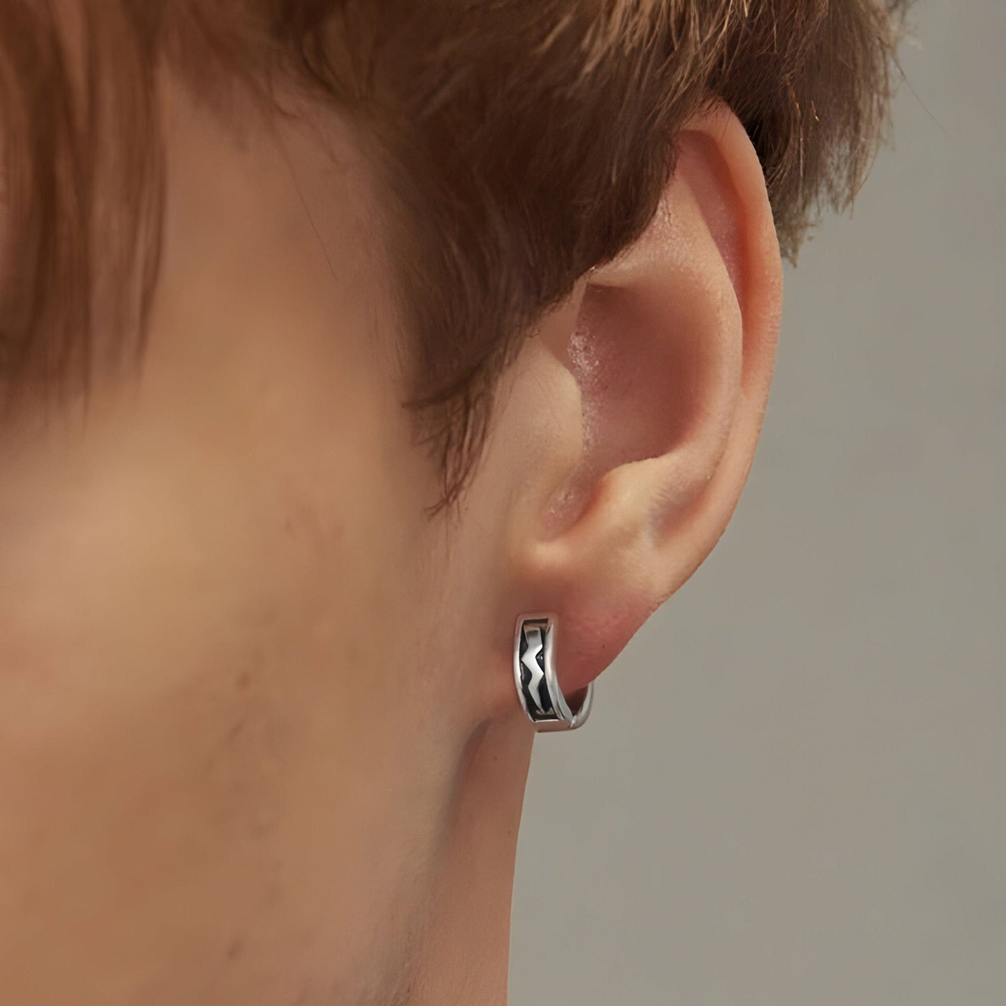 KRATOS - 10mm Pure Titanium Steel Hoop Earrings for Men & Boys (2pcs) - THE MEN THING