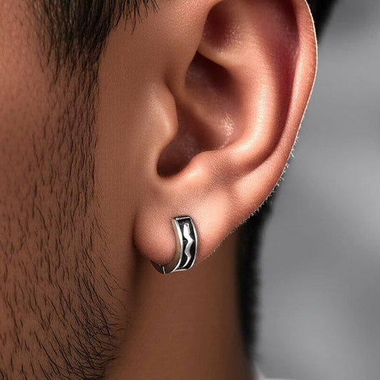 KRATOS - 10mm Pure Titanium Steel Hoop Earrings for Men & Boys (2pcs) - THE MEN THING