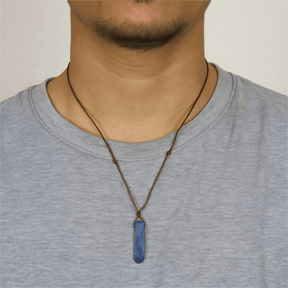 LAPIS LAZULI - Natural Crystal Unshaped Pendant with Adjustable Rope Chain for Men and Boys - THE MEN THING