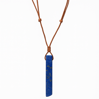 LAPIS LAZULI - Natural Crystal Unshaped Pendant with Adjustable Rope Chain for Men and Boys