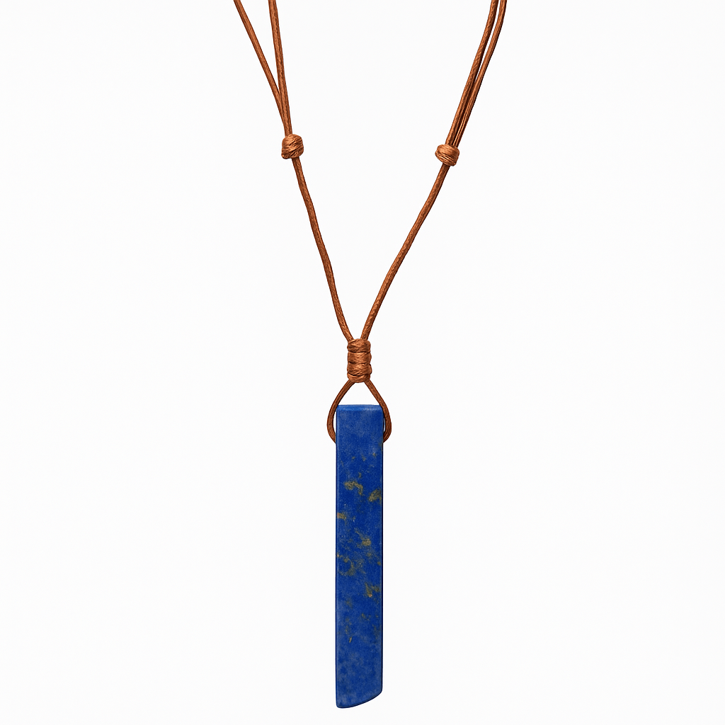 LAPIS LAZULI - Natural Crystal Unshaped Pendant with Adjustable Rope Chain for Men and Boys - THE MEN THING