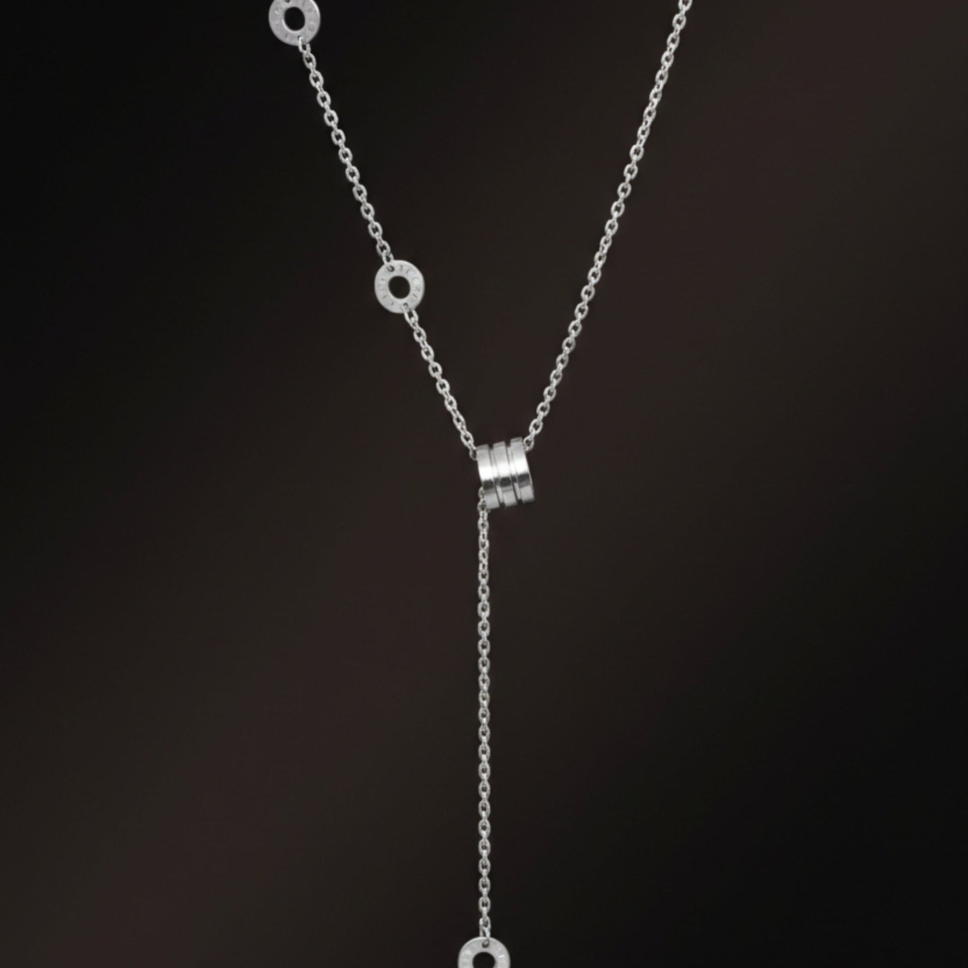LARIAT CIRCLE DROP - Pure Titanium Steel Pendant with 20 inch Link Box 4mm Chain for Men & Boys - THE MEN THING