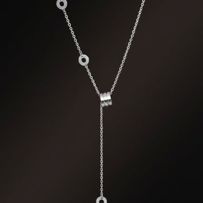 LARIAT CIRCLE DROP - Pure Titanium Steel Pendant with 20 inch Link Box 4mm Chain for Men & Boys - THE MEN THING