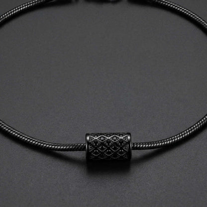 LATTICE CYLINDER - BLACK - 11mm Titanium Steel Pendant with 19 to21 inch Adjustable Snake 3mm Chain for Men & Boys — SS Pendant/ Necklace for Men | THE MEN THING