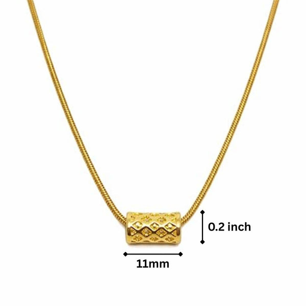 LATTICE CYLINDER - GOLDEN - 11mm Pure Titanium Steel Pendant with 19 to21 inch Adjustable Snake 3mm Golden Chain for Men & Boys