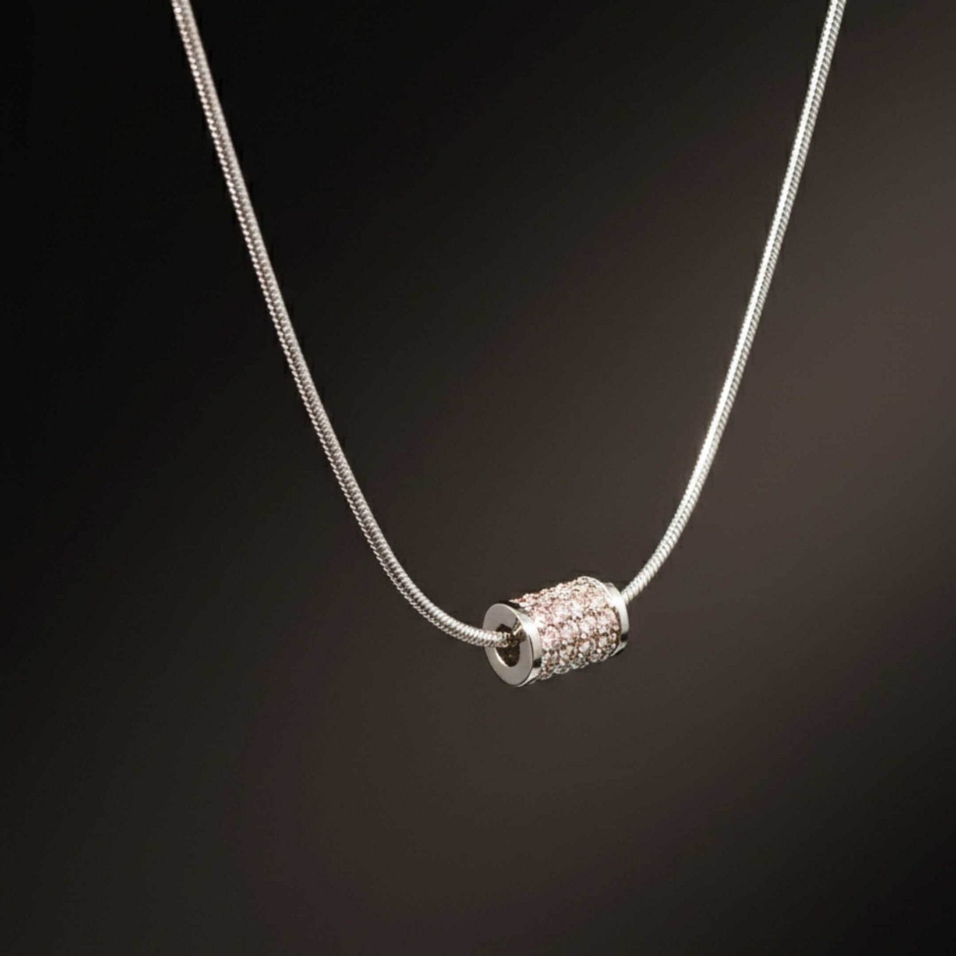LATTICE CYLINDER - STEEL - 7mm Pure Titanium Steel Pendant with 19inch Snake 3mm Steel Chain for Men & Boys — SS Pendant/ Necklace for Men | THE MEN THING