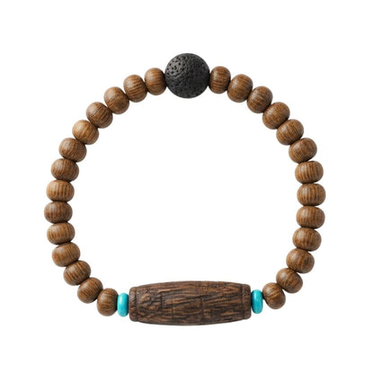 LAVA SAGE  - 10mm Wooden Beads Bracelet with Natural Stone - Adjustable Bracelet - THE MEN THING