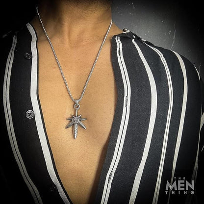 LEAF OF LIFE - Pure Titanium Steel Pendant with 24inch Round Box Chain for Men & Boys - THE MEN THING
