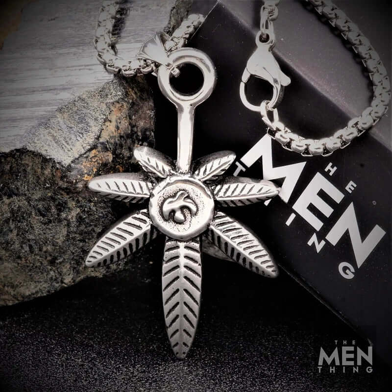 LEAF OF LIFE - Pure Titanium Steel Pendant with 24inch Round Box Chain for Men & Boys - THE MEN THING